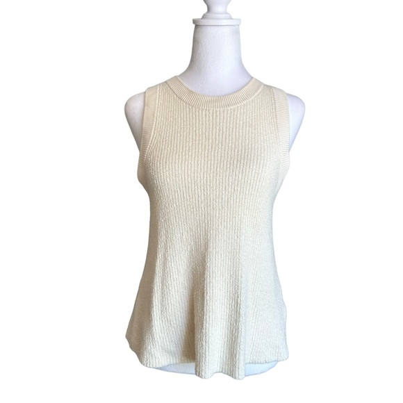 Moth by Anthropologie Cream Button Up Back Knit Sleeveless Top Size XS - Picture 1 of 17